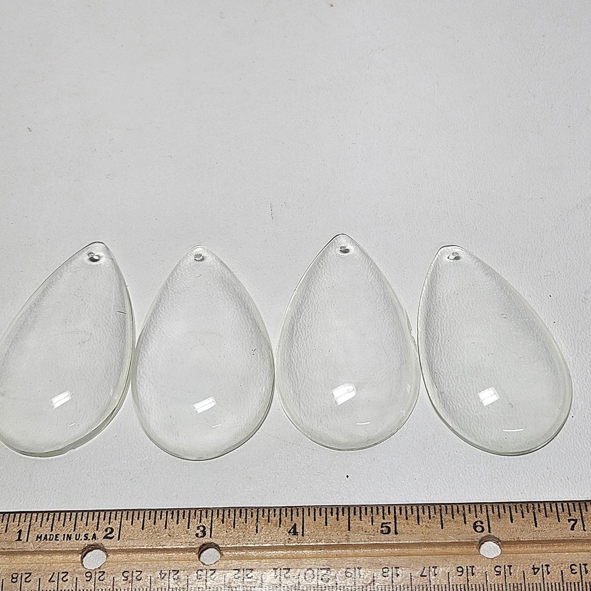 Lot of 4 Smooth Back 3” Teardrop Crystals
