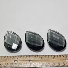 Lot of 3 Gray 2.5” Faceted Teardrop Crystals