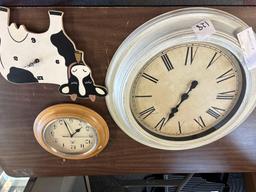 Three clocks 23 inch around wood and cow