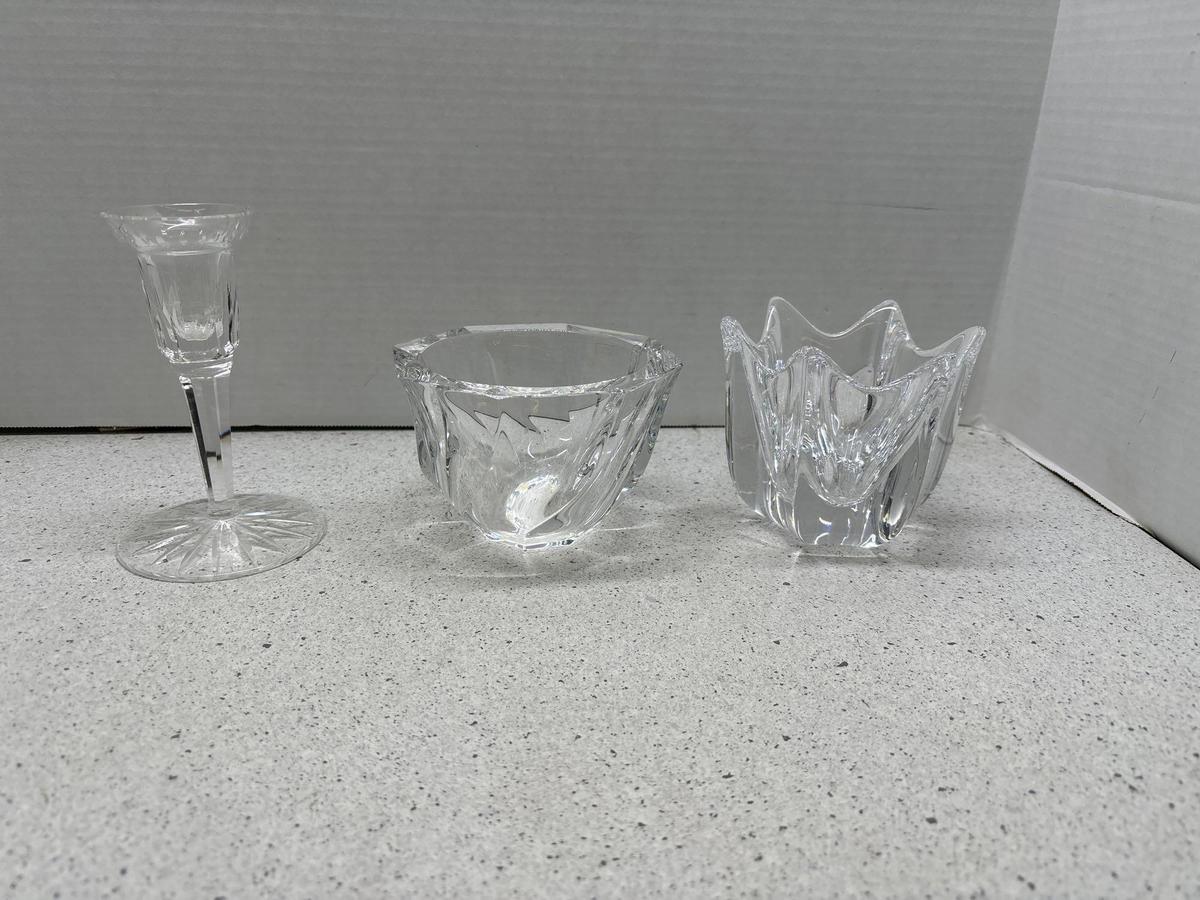 Orrefors Crystal vases Waterford candlestick