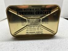 1963 Cold War civil defense survival crackers seal tin