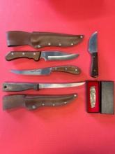 5 total hunters choice butcher block Southbridge Matco filet knives pocket