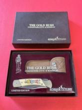 Gold rush commemorative scrimshaw Schrade cutlery pocket knife