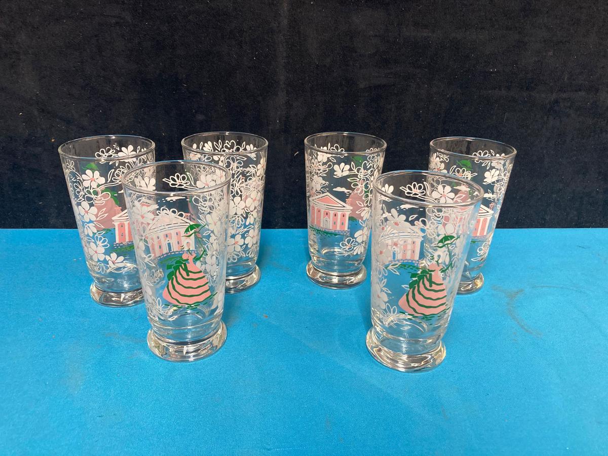 Southern belle plantation drinking glasses by Libby