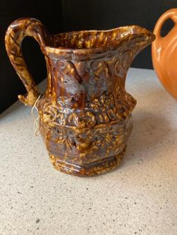 Bennington vase, tangerine vase numbered 9172 unmarked McCoy vase