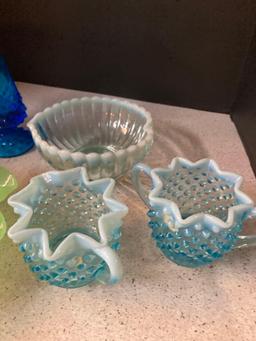 Fabulous Fenton lot including Jadeite console set swung vase much more