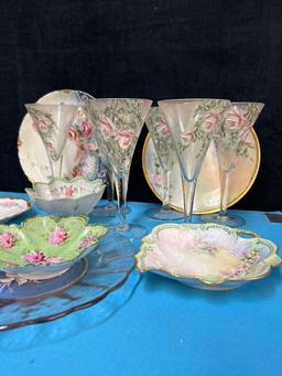 Handpainted antique dishes, looted glassware, Bulgaria, Nippon Limoges