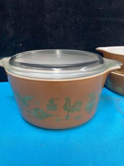 Pyrex early American, Cinderella bowl and casserole bowls