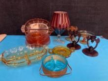 Martinsville moon drop candleholders Other very nice glassware