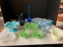 Fabulous Fenton lot including Jadeite console set swung vase much more