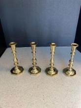 4 matching Baldwin brass candlesticks