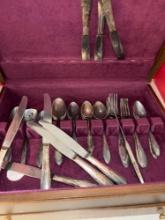 Silver plate flatware in chest