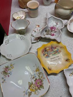 antique porcelain table top accessories ashtrays small pitchers etc.