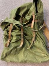 British World War II air canvas and leather backpack