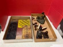Vintage signs and vintage cast iron punches and stamps