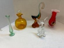 mid-century crystal rabbit art glass duck glass vase and more