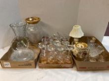 Glassware lot plates, vases, stemware, bar ware Moore
