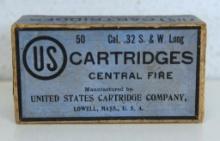 Full Vintage Two Piece Box U S Cartridge Co. .32 S&W Long Cartridges Ammunition...