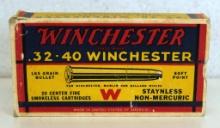 Full Vintage Box Winchester .32-40 Winchester 165 gr. SP Cartridges Ammunition...