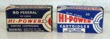 2 Full Vintage Boxes Federal Hi-Power Cartridges Ammunition - 1 Box .22 Long, 1 Box .22 LR Xcess
