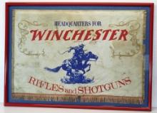 Old Winchester Banner Showing Soiling and Age, Nicely Framed, 31"x22" Frame...