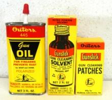 Mixed Lot Vintage Outer's...- Outer's 445 Gun Oil Full Tin, Outer's Gunslick Gun Cleaning Solvent Fu