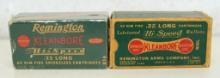 2 Different Full Vintage Boxes Remington .22 Long Cartridges Ammunition - Dog Bone Box, Kleanbore