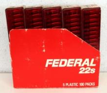 5 Full 100 Rd. Packs Federal Silhouette .22 LR Cartridges Ammunition...