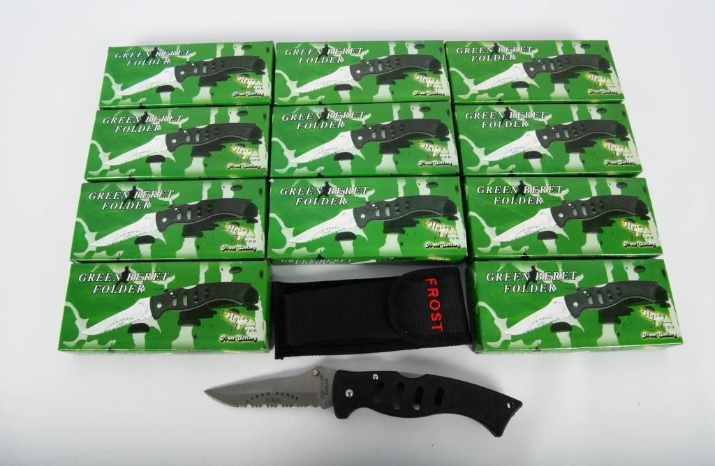 11 NIP Frost Cutlery Green Beret Folder Pocket