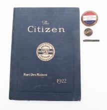 WWI US CITIZENS TRAINING CAMP BOOK & BADGES