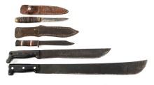 WWII US THEATER MADE FIGHTING KNIVES & MACHETES