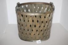 Wood Woven Basket, 13 1/2"H Including Handles x 14"W x 11"