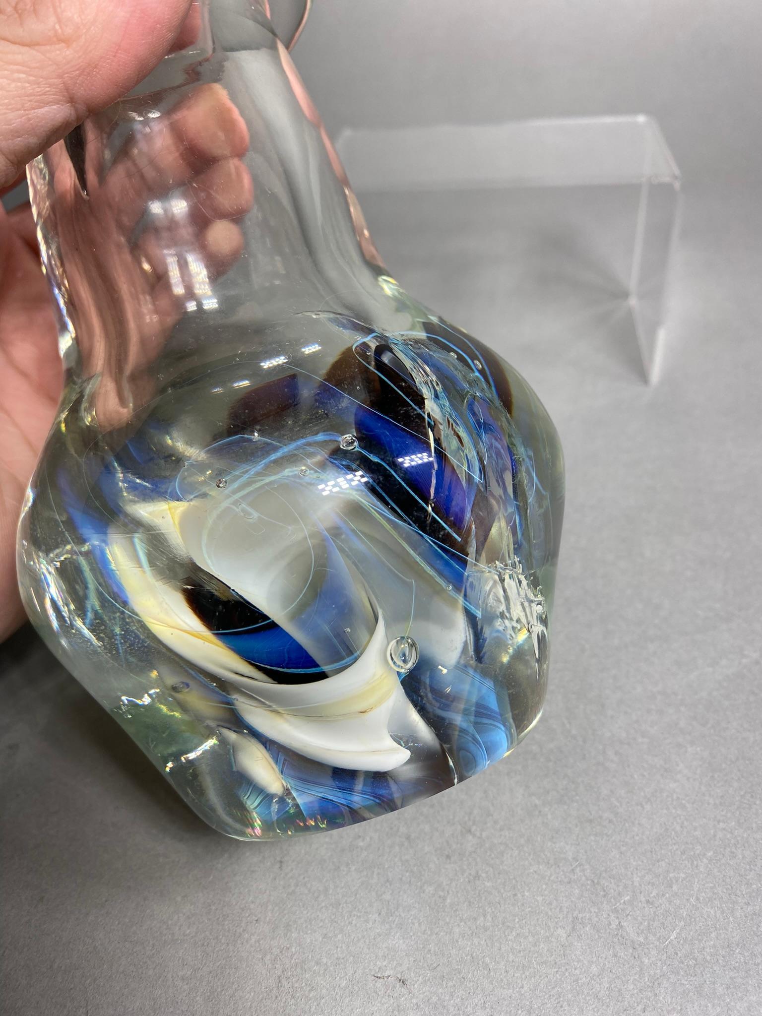 Vintage Art Glass Vase Signed Wright 1980