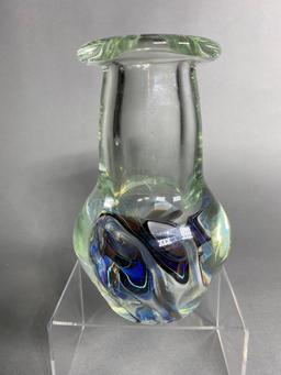 Vintage Art Glass Vase Signed Wright 1980