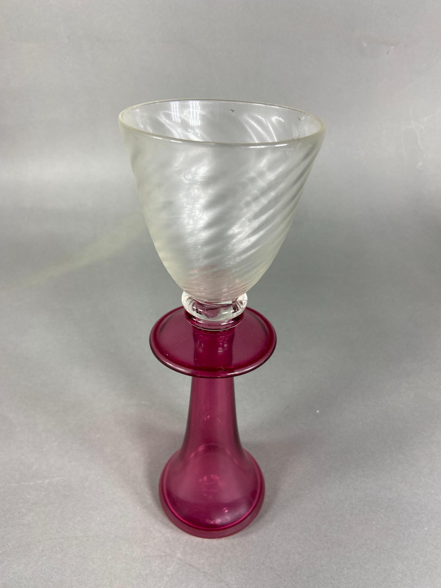 Vintage Art Glass Goblet Unusual Italian Signed