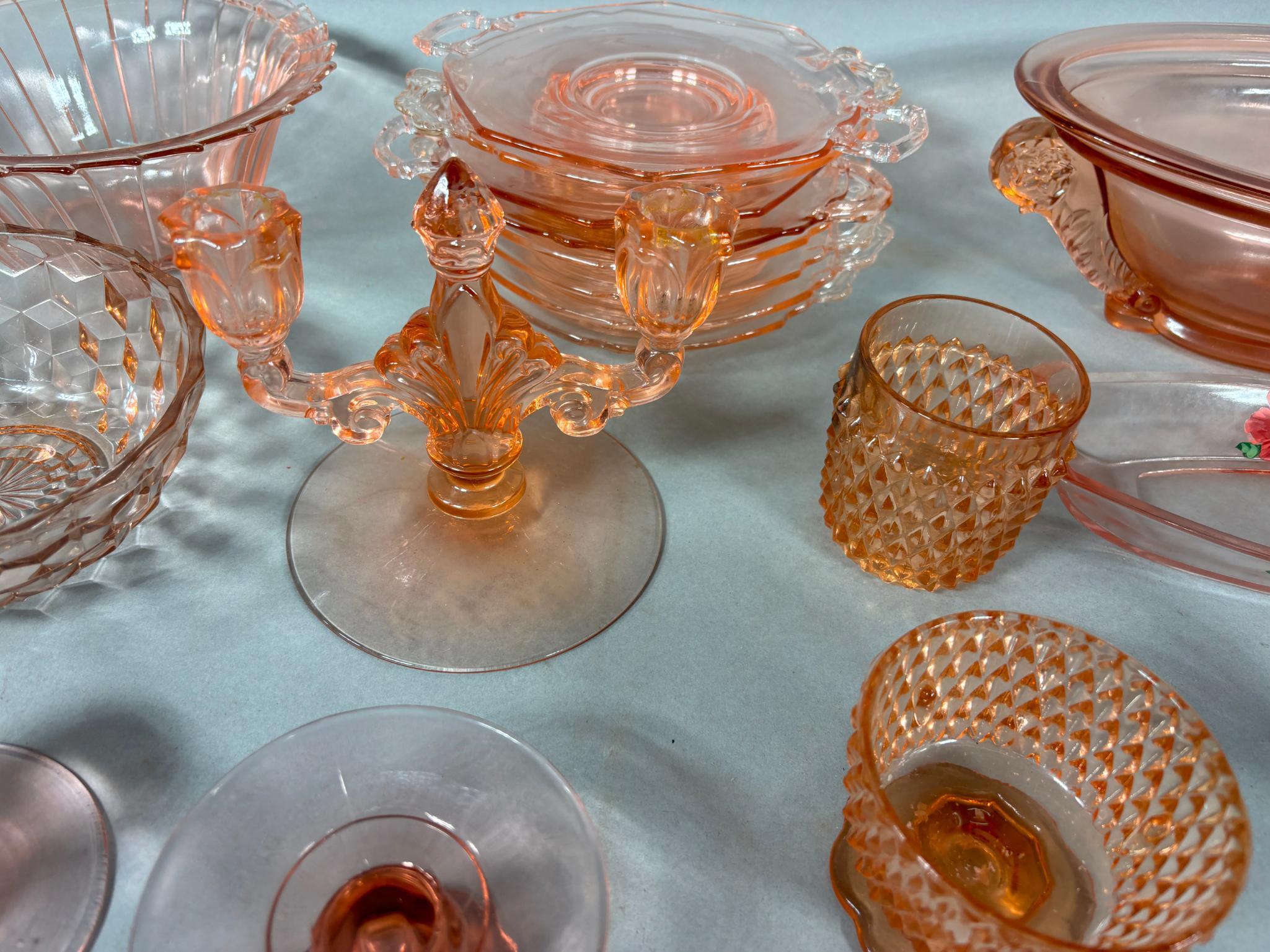 Large Lot of Assorted Pink Depression Glass