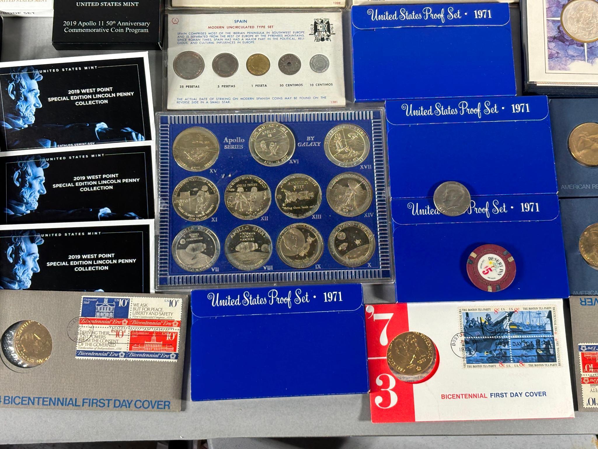 Very Large Lot of US Mint Coins Sets including Apollo 11