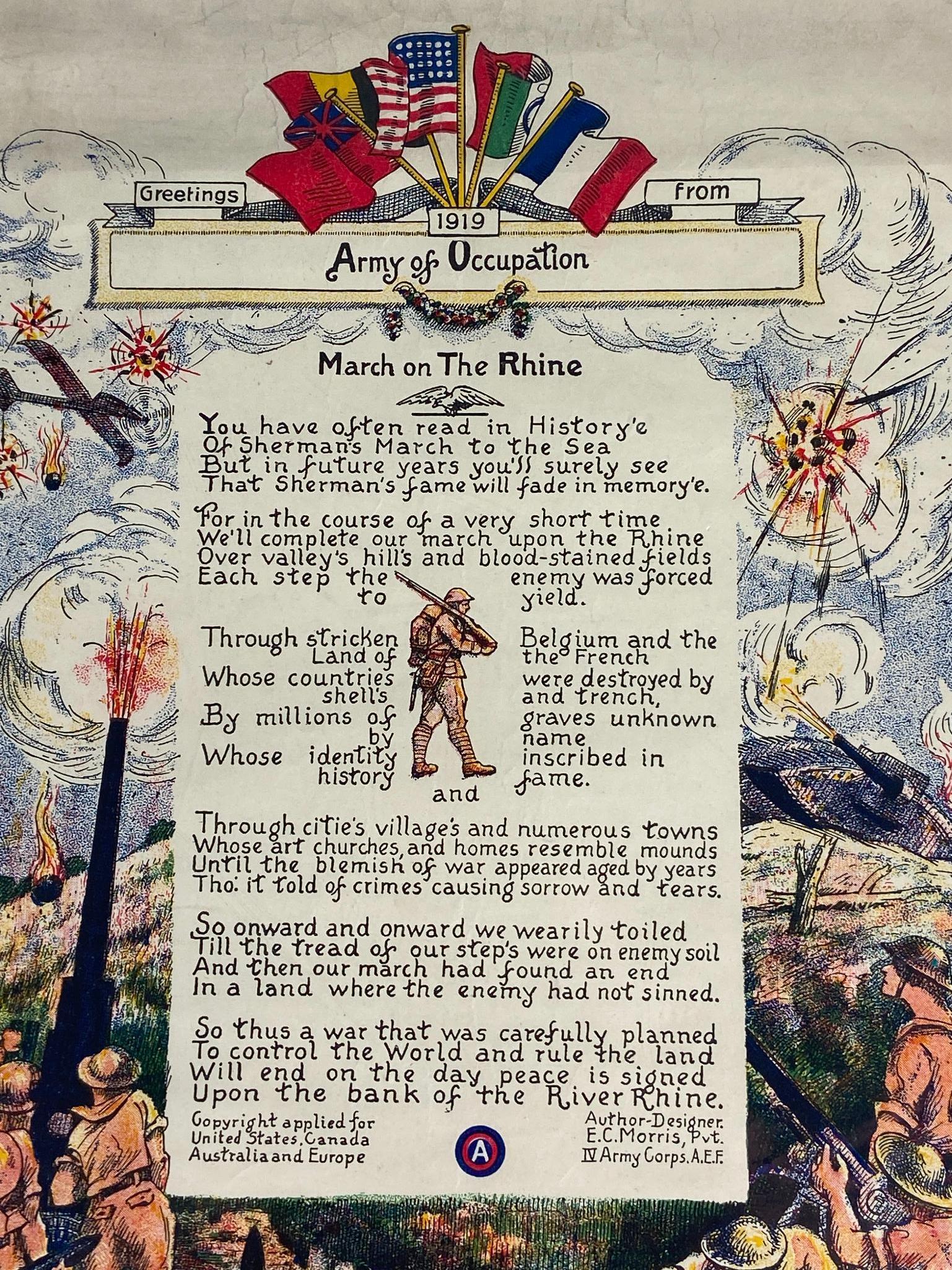 WWI BROADSIDE "GREETINGS FROM ARMY OF OCCUPATION"