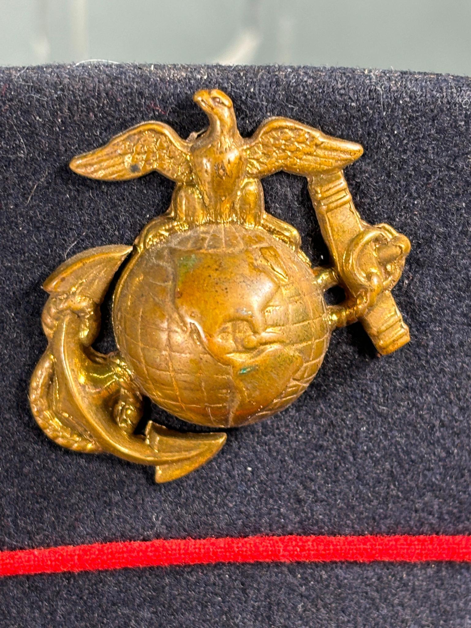 POST WWI USMC IDED GROUP INCL. MARINE P 1912 CAP