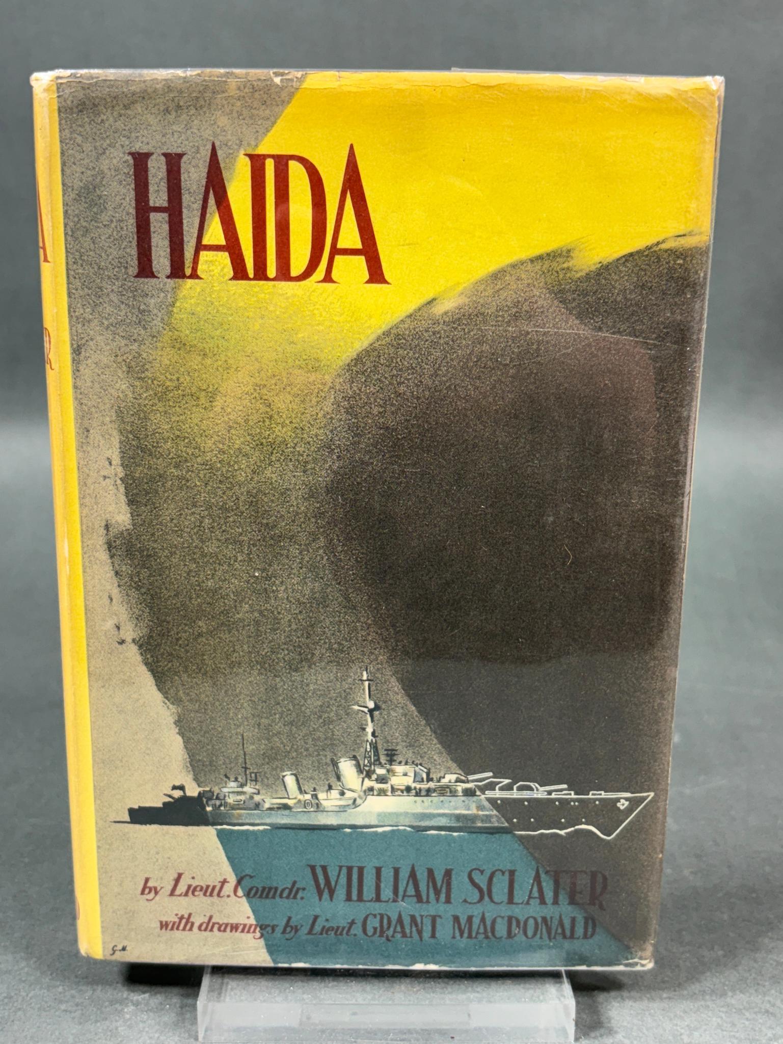 WWII ROYAL CANADIAN NAVY RATINGS CAP HCMS HAIDA & 1ST EDITION BOOK "HAIDA" PUBLISHED 1946