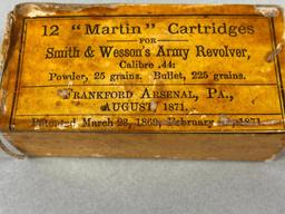 INDIAN WARS 1871 S&W CARTRIDGES FRANKFORT ARSENAL FULL PACK OF 12