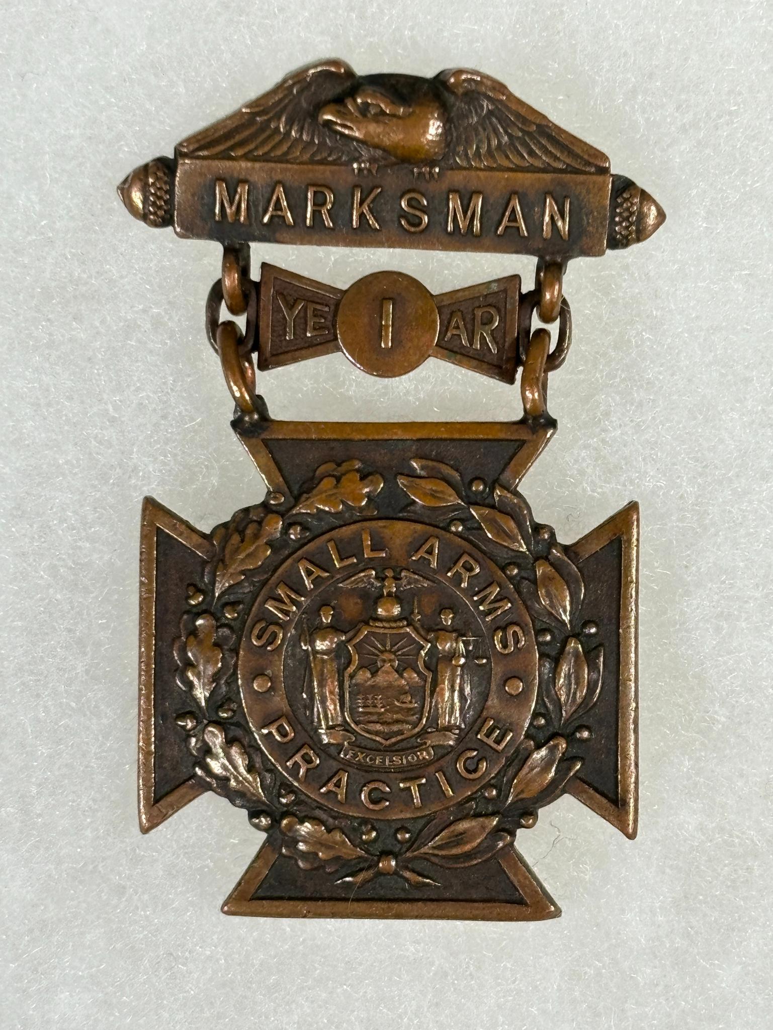 SPAN-AM NEW YORK NATIONAL GUARD MARKSMAN MEDALS 4 MADE BY TIFFANY & COMPANY