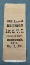 CIVIL WAR GAR IST OHIO VOLS. 1893 REUNION RIBBON
