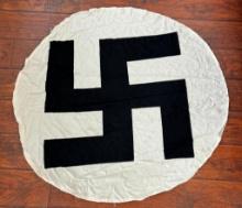 WWII NAZI GERMAN FLAG WHITE DISC WITH SWASTIKA