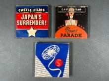 WWII CASTLE FILMS & GERMAN FILM 8MM LOT OF 3