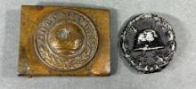 WWI GERMAN WOUND BADGE AND BELT BUCKLE