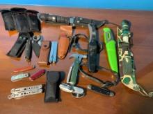 Group of Multi Tool Pocket and Tactical Knives