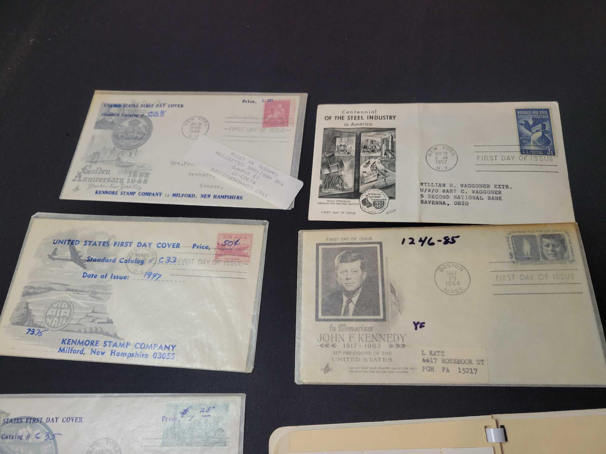 Assorted USPS mint stamps from heritage stamp co., some first day covers,