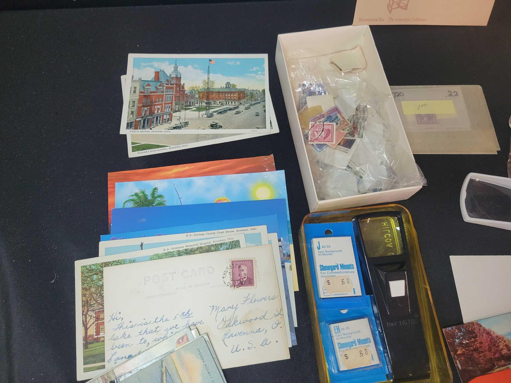 Unused postal cards, envelopes, loose stamps and some post cards