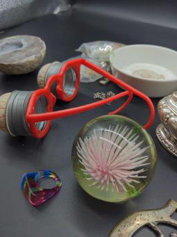 Googly Joke Eyeglasses Geode paperweight lot